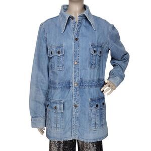 Vintage 70s Barn Chore Coat 100% Cotton Jean Denim Button-Down Jacket XL